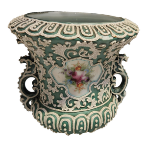 Unmarked Nippon Beaded Moriage Style Vase Mint Condition