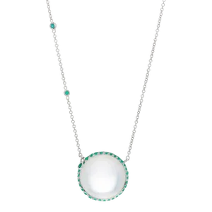 Cats Eye Moonstone and Emerald Necklace