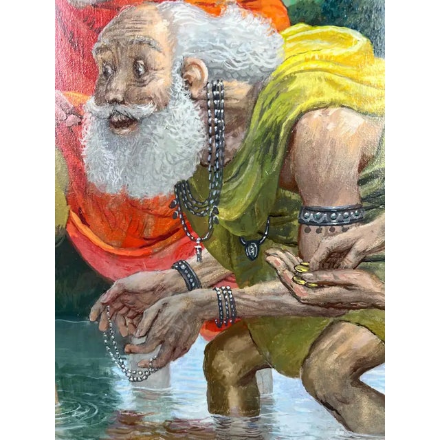 Mythological or Allegorical Scene W Bathing Female Figure Oil on Canvas, Framed 1980's For Sale In New York - Image 6 of 16