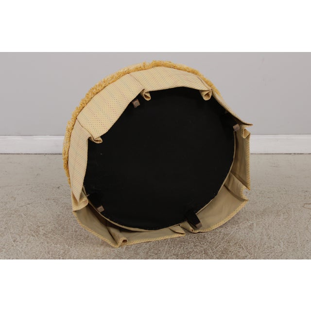 Custom Yellow Tufted Pleated Round Ottoman For Sale - Image 13 of 13