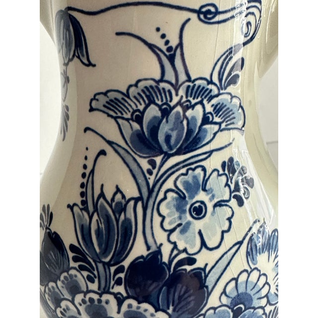 Mid 20th Century Vintage Mid 20th Century Small Royal Delft Blue & White Floral Ceramic Pitcher For Sale - Image 5 of 12