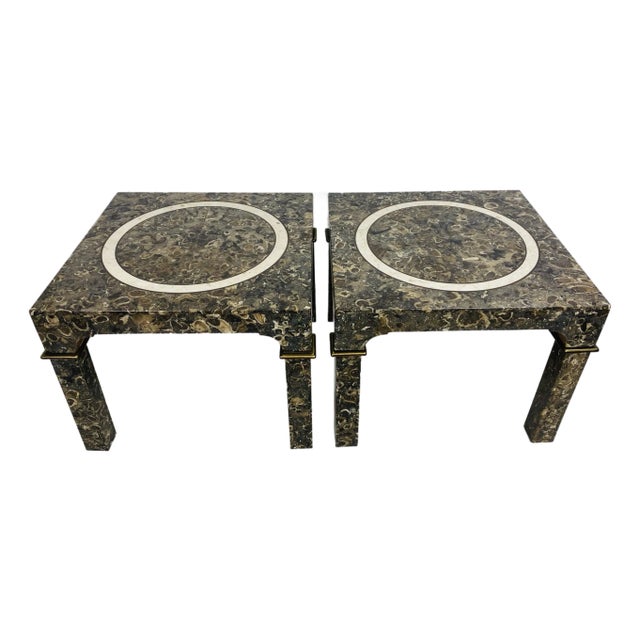 Vintage Marble Side Tables in the Manner of Maitland Smith For Sale