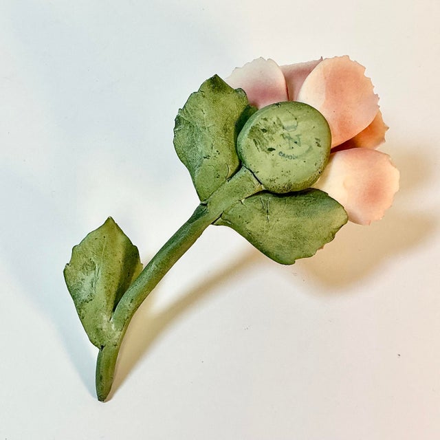Vintage Italian Boho Chic Capodimonte Porcelain Peach Flora Bloom From Naples For Sale - Image 14 of 17