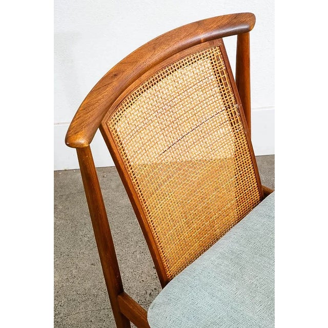 Wood Mid Century Danish Modern Lounge Chair Folke Ohlsson Dux Sweden Cane Back Walnut For Sale - Image 7 of 11