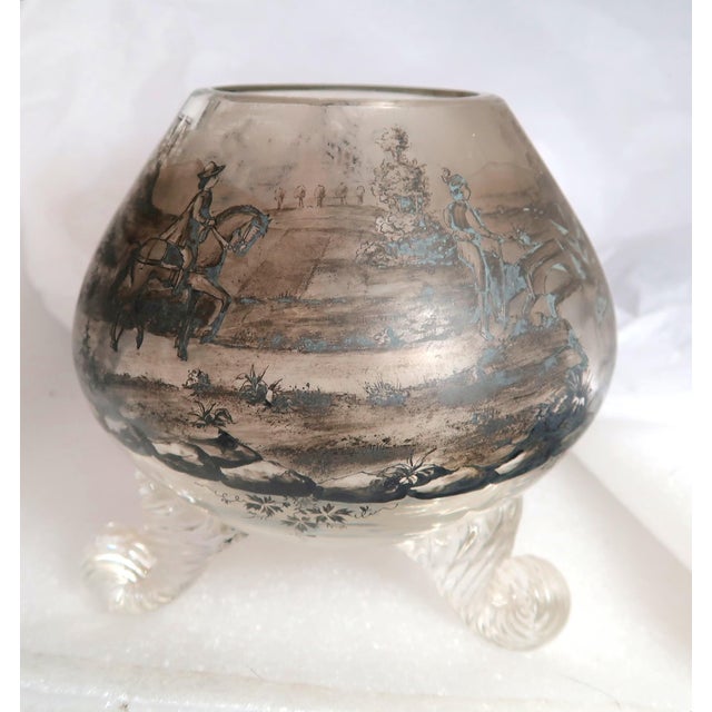 Black Enamel Footed Glass Vase, Fine Quality, in the Style of Lobmeyr and Schwartzlot, Circa 1900 For Sale In Miami - Image 6 of 16
