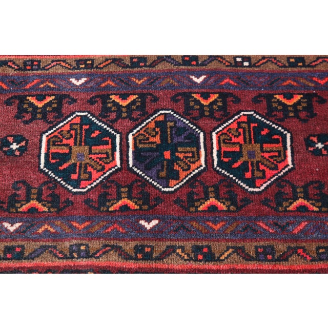 Late 20th Century Handwoven Turkoman Rug With Hexagonal Medallions -1' 19'' X 3' 3'' For Sale - Image 10 of 10