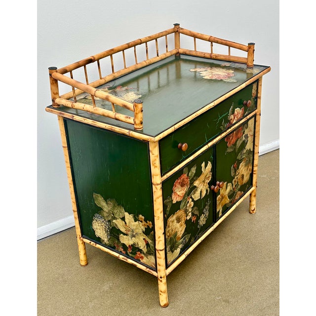 Late 20th Century Bamboo Cabinet, Decoupaged With Flowers, Circa 1990 For Sale - Image 5 of 16