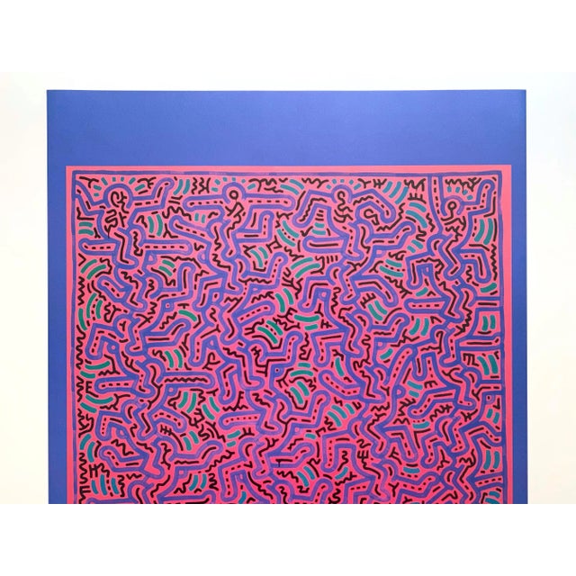 Postmodern Keith Haring Estate Vintage 1999 Lithograph Print Large Pop Art Poster " Untitled " 1984 For Sale - Image 3 of 9