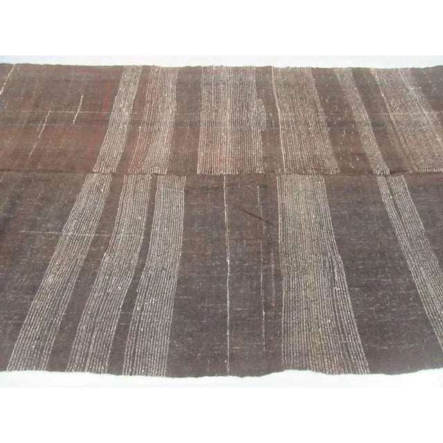 Mid-Century Modern Vintage Handwoven Brown Kilim Rug - 6'4" x 12'4" For Sale - Image 3 of 6
