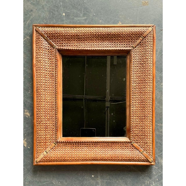 Vintage Cane Wrapped Frame Mirror For Sale - Image 10 of 12