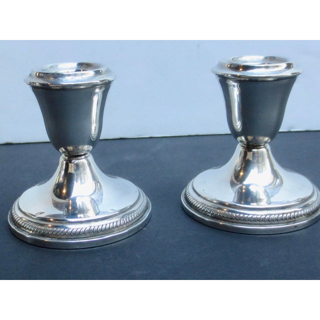 Mid-Century Modern Sterling Silver Candlesticks - A Pair of 2 For Sale - Image 3 of 5