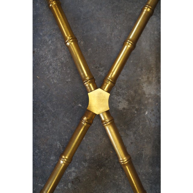 Gold Late 20th Century Vintage Hollywood Regency Gold Faux Bamboo Coffee Cocktail Table Base For Sale - Image 8 of 8