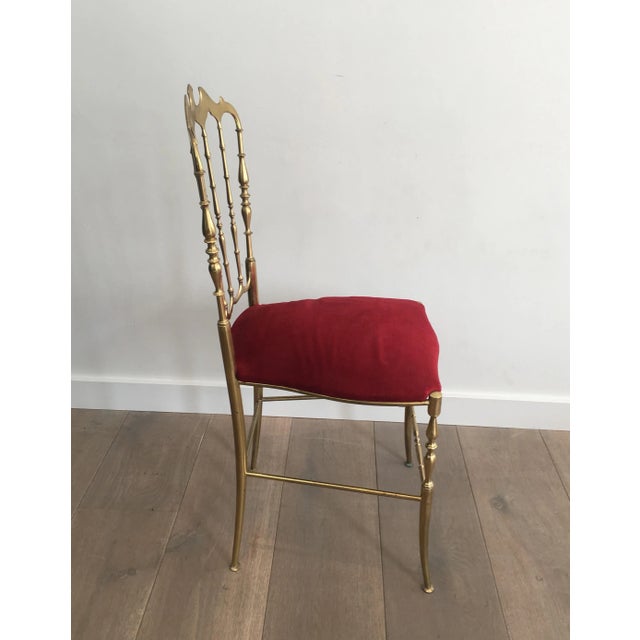 Metal Brass and Red Velvet Chiavari Chair, circa 1940 For Sale - Image 7 of 13
