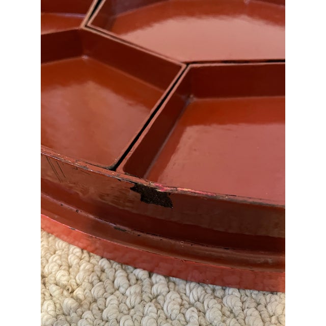 Vintage Burmese Lacquer Wood Snack Sweet Box With Removable Compartments. 20” For Sale - Image 10 of 11