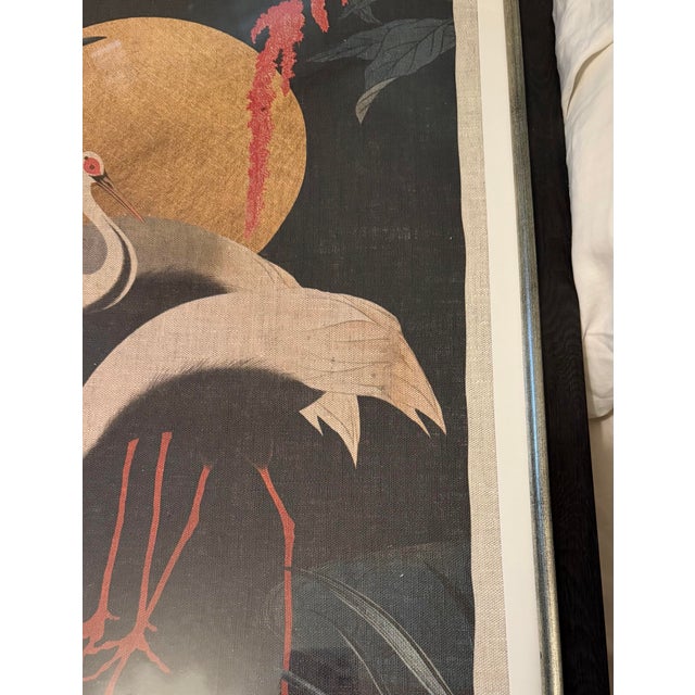 Mind the Gap “Cranes at Night” Linen Framed Artwork Print 22” X 28” For Sale - Image 11 of 12