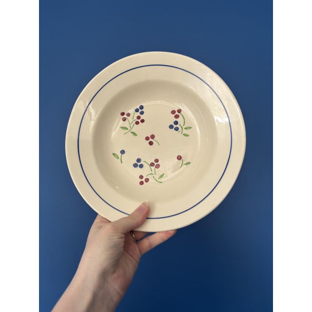 Vintage Red and Blue Odile Soup Plates from KG Lunéville, 1950s, Set of 8 For Sale - Image 3 of 8