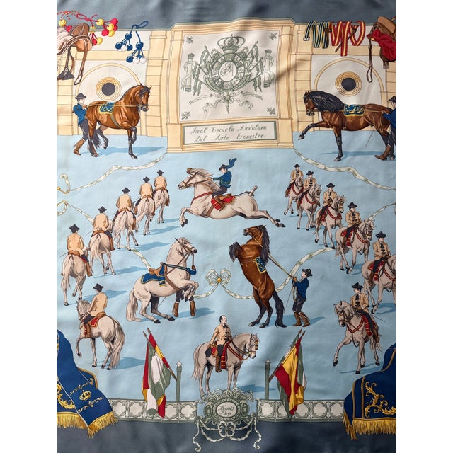 Spanish Revival Hermès Real Escuela Andaluza Silk Scarf 1996 Designed by Hubert De Watringant For Sale - Image 3 of 9