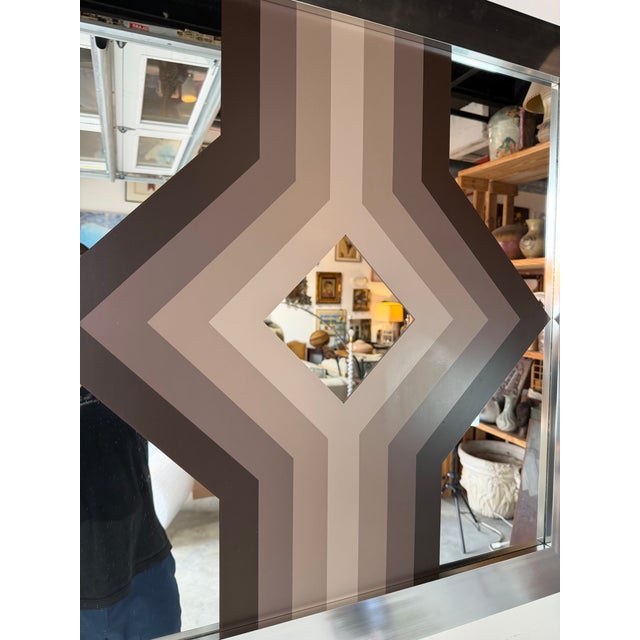 1970s Vintage Greg Copeland Style Op Art Geometric Mirrored Wall Art, Signed For Sale In Miami - Image 6 of 13