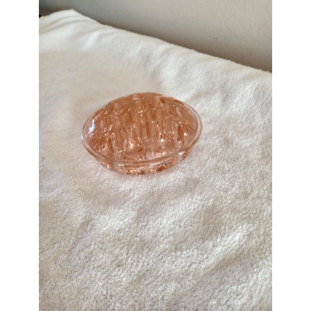 1930s Vintage Pink Depression Glass 4" Flower Frog 16 Hole For Sale - Image 5 of 5