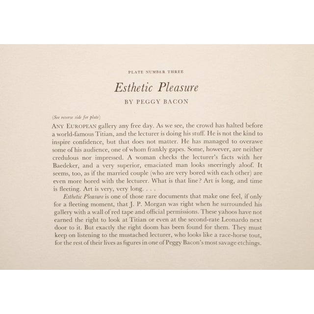 Charcoal 1939 After Peggy Bacon "Esthetic Pleasure", First Edition Period Offset Lithograph For Sale - Image 8 of 9