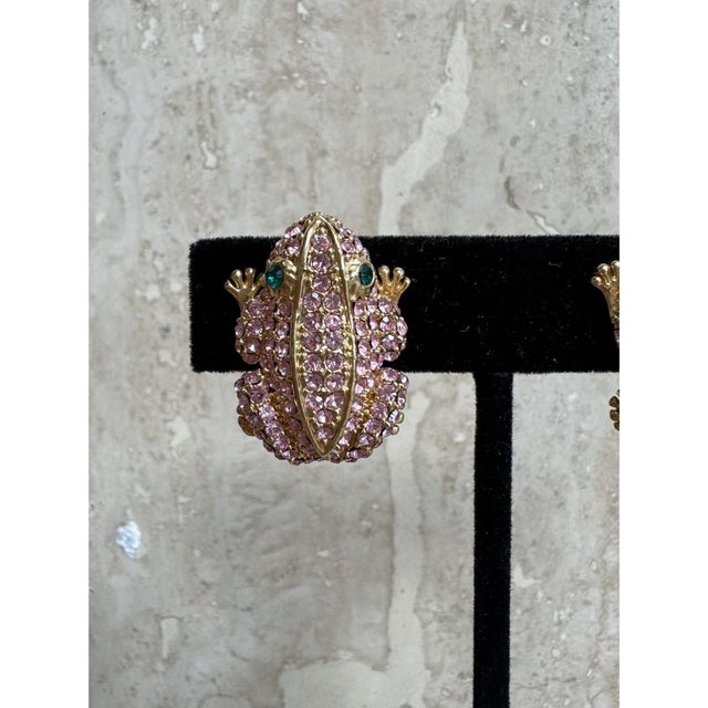 Dark Pink Vintage Boho PJM Frog Earrings For Sale - Image 8 of 12