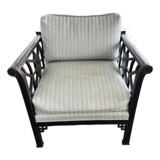 Minton-Spidell Chinoiserie Fretwork Lounge Chairs, Cane Back (Pair) Seating For Sale