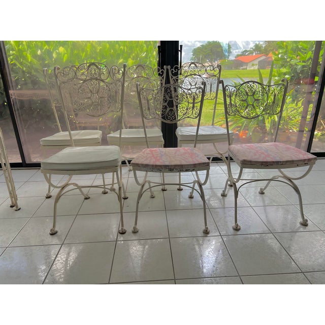 Cream 1940s Iron Dining Table & 7 Chairs For Sale - Image 8 of 12