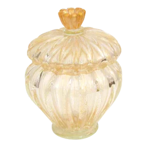 Barbini Monumental Murano Glass Lidded Jar With Gold Aventurine
