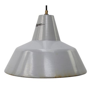 Industrial Dutch Grey Enamel Factory Pendant Light by Philips, Holland For Sale