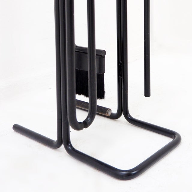 Minimalist Black Metal Fire Set Mace-Line attributed to Ann Maes, 1970s, Set of 5 For Sale - Image 6 of 13