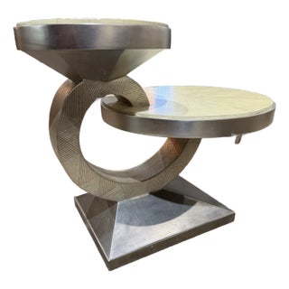 Artmax Postmodern Faux Stone and Wood Side Table For Sale