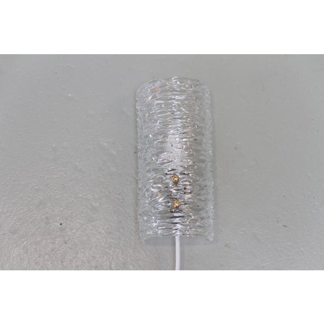 Metal Mid-Century Swedish Glass and Brass Sconce attributed to Carl Fagerlund for Orrefors, 1960s For Sale - Image 7 of 15