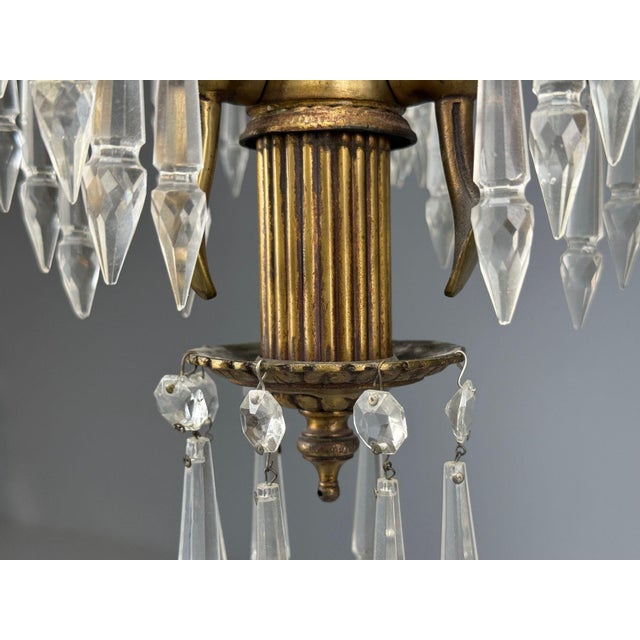 Maison Jansen Style, Palm Leaf Chandelier, Gilt Bronze, Crystal, France, 1940s For Sale - Image 14 of 18