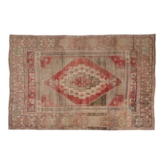Authentic Faded Vintage Turkish Rug,Unique Anatolian Design For Sale
