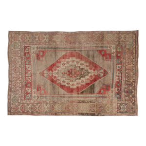 Authentic Faded Vintage Turkish Rug,Unique Anatolian Design