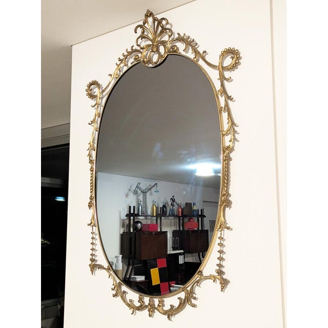 Italian Baroque Brass Wall Mirror, 1960s For Sale - Image 14 of 18