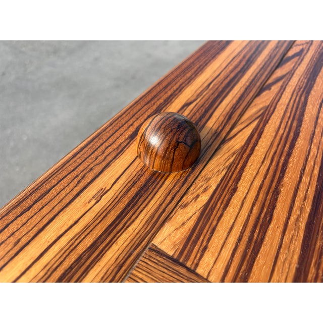 Wood Console Table With Two Drawers, Zebrawood, Black For Sale - Image 7 of 12