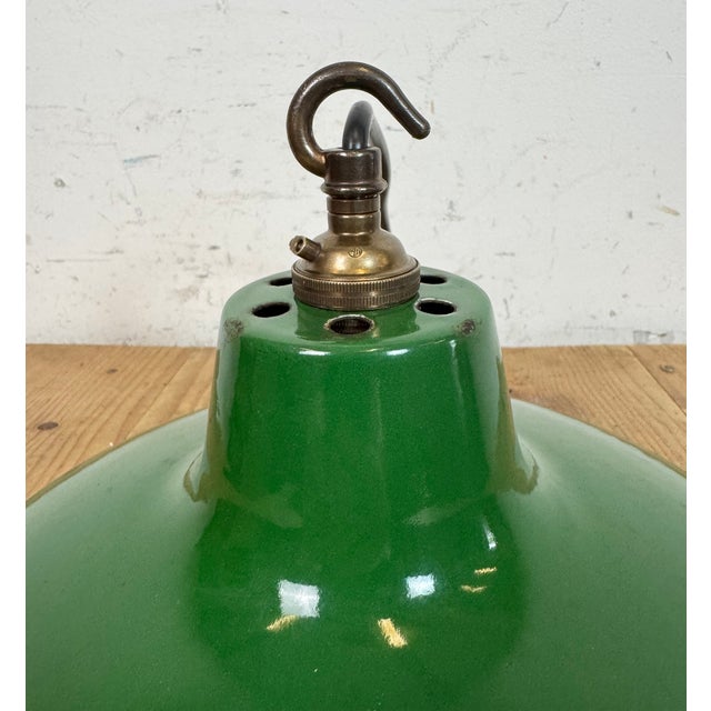 Industrial Green Enamel Factory Pendant Lamp from Revo, 1950s For Sale - Image 16 of 18