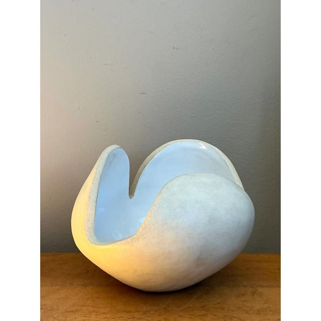 Mid-Century Modern Vintage White Ceramic Sculptural Bowl For Sale - Image 3 of 13