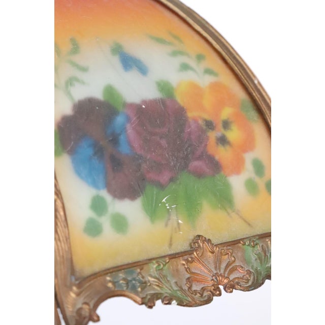 Period Mid 20th CenturyRestored Art Nouveau Reverse Painted Shade Brass Floor Lamp For Sale In New York - Image 6 of 15