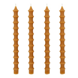 Bamboo Taper Candles - In Golden Honey Set of 4 For Sale
