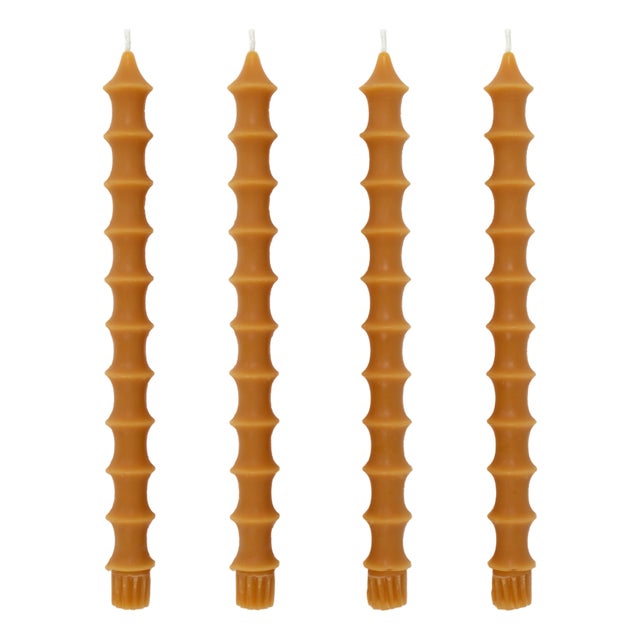 Bamboo Taper Candles - In Golden Honey Set of 4 For Sale