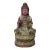 Vintage Chinese Pink Face Holy Bottle Lotus Base Wood Kwan Yin Bodhisattva Statue For Sale