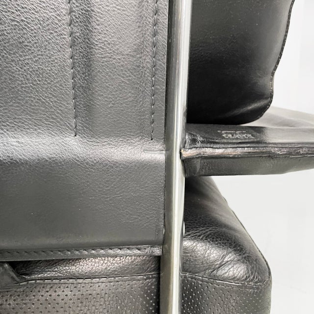Italian Modern Black Leather Sofa by Antonio Citterio and Paolo Nava for B&B Italia, 1980s For Sale - Image 16 of 18