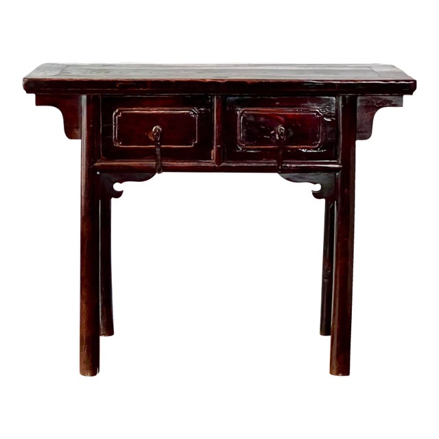 Chinese 19th Century Lacquered Elm Alter Console Table For Sale