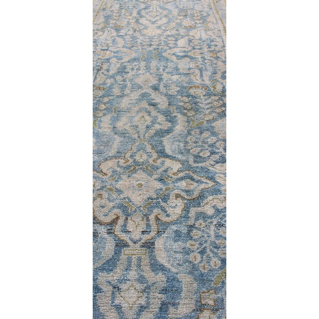 Early 20th Century Antique Persian Malayer Runner With All-Over Design in Blue and Hints of Olive For Sale - Image 9 of 10