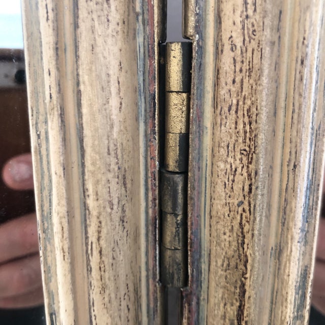 Beautiful French “batwing” vanity. Perfect scale, perfect size. Marble top drawers on either side. Patina only time can...