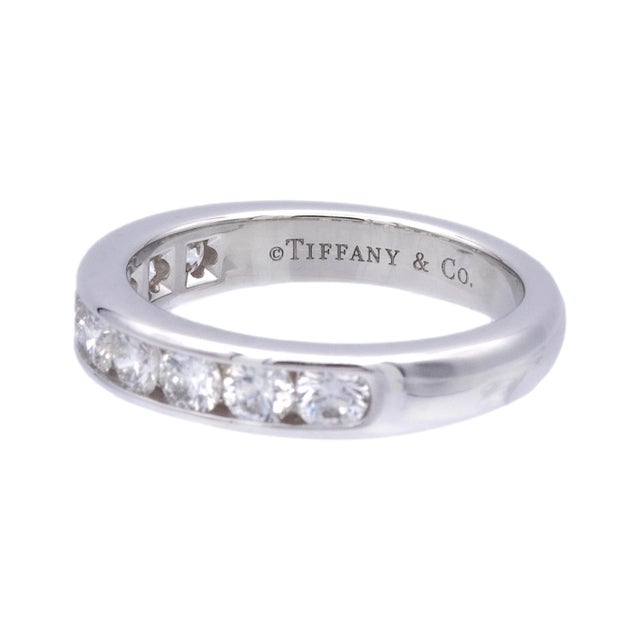 Tiffany and Co. Tiffany & Co. Platinum Channel-Set 9 Stone Round Diamond .81ct Band Ring For Sale - Image 4 of 9