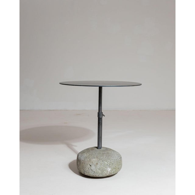 21st Century Poland Deep Charcoal Grey Round Stone-Base Side Table For Sale - Image 9 of 10