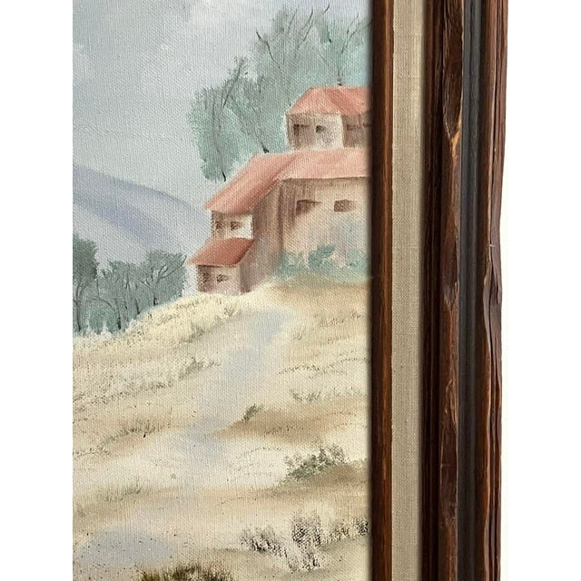 Impressionist Vintage Mediterranean Hillside Landscape – Unattributed Oil Painting, Framed For Sale - Image 3 of 15